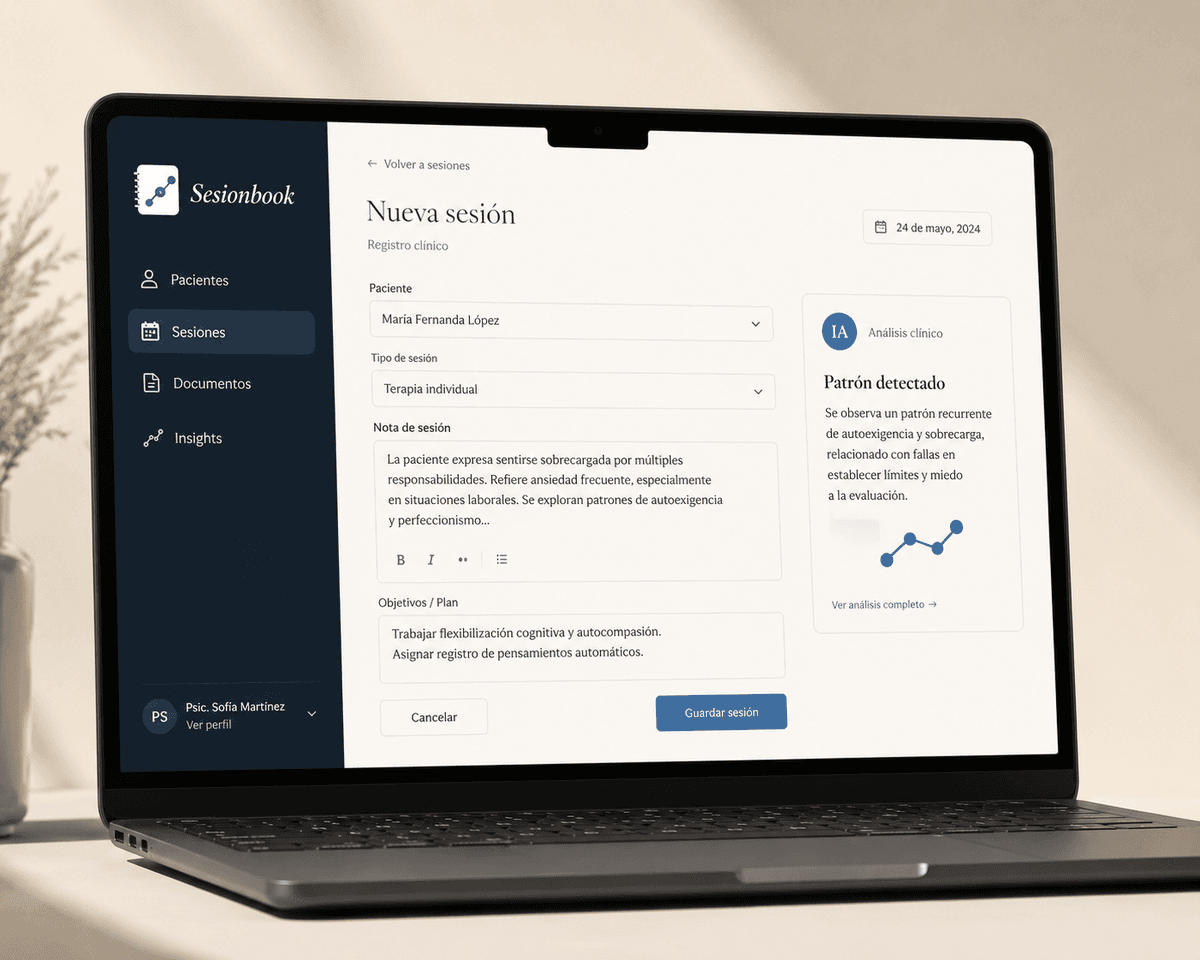 Sesionbook en uso